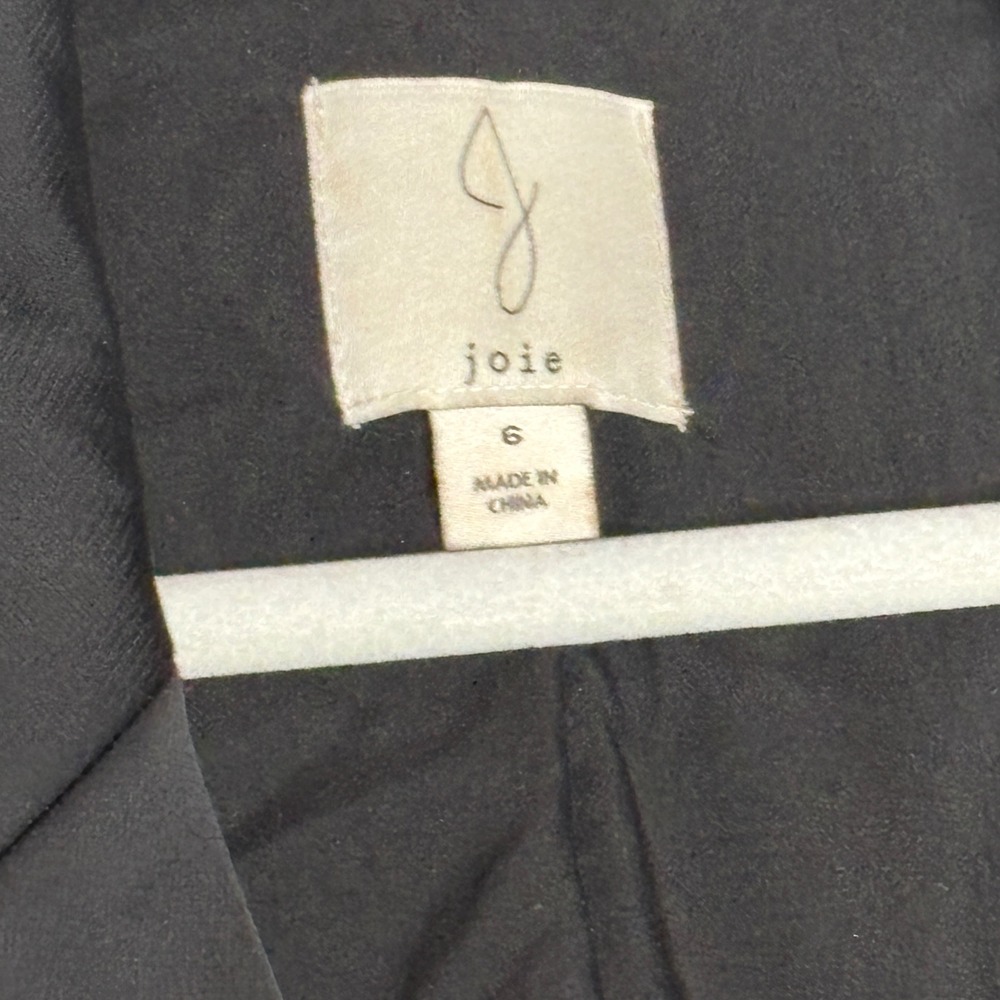 Joie Black Satin Blazer Jacket Single Button Lapel Collar Womens Size 6 - Picture 4 of 7